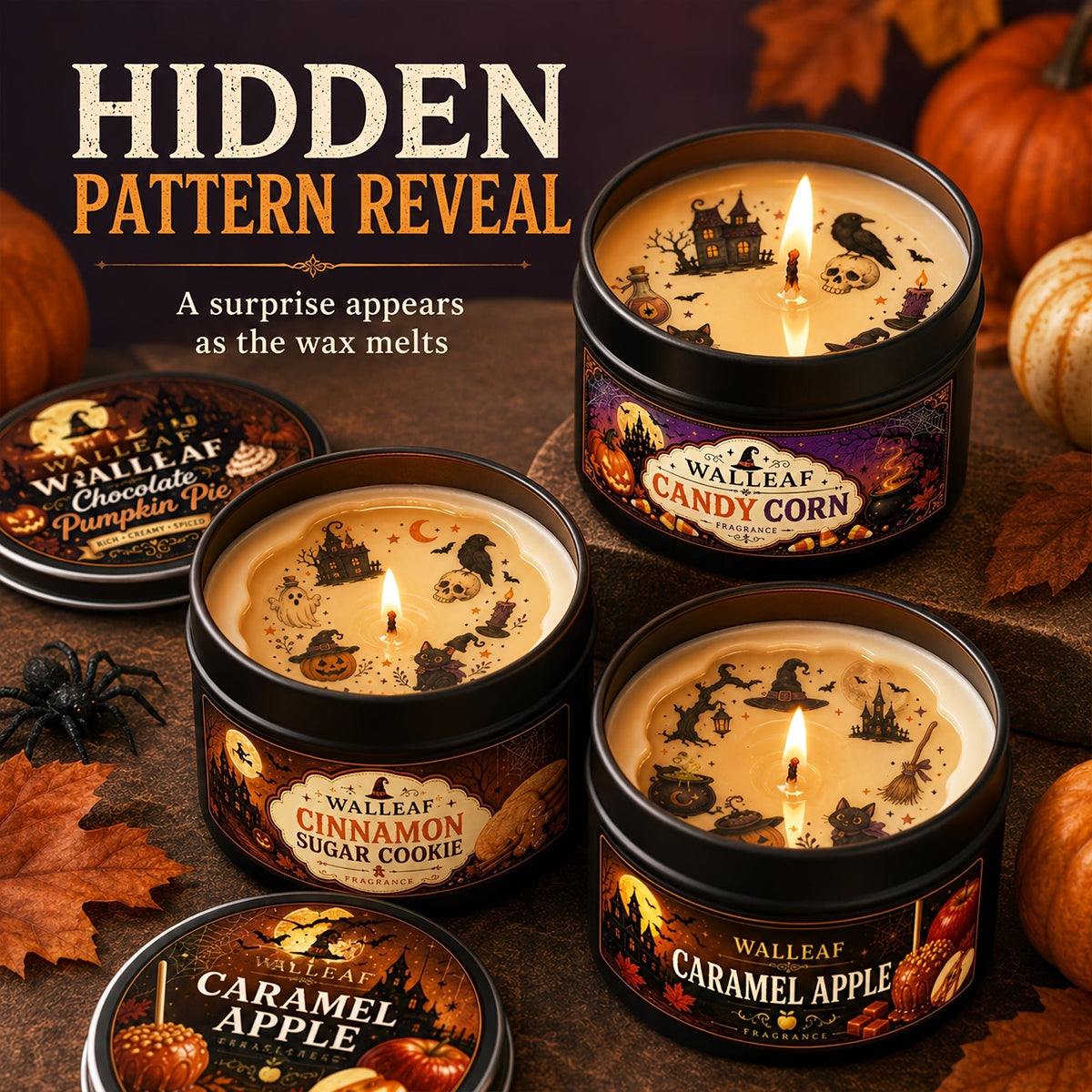 Halloween geurkaarsen set met 4 herfstgeuren