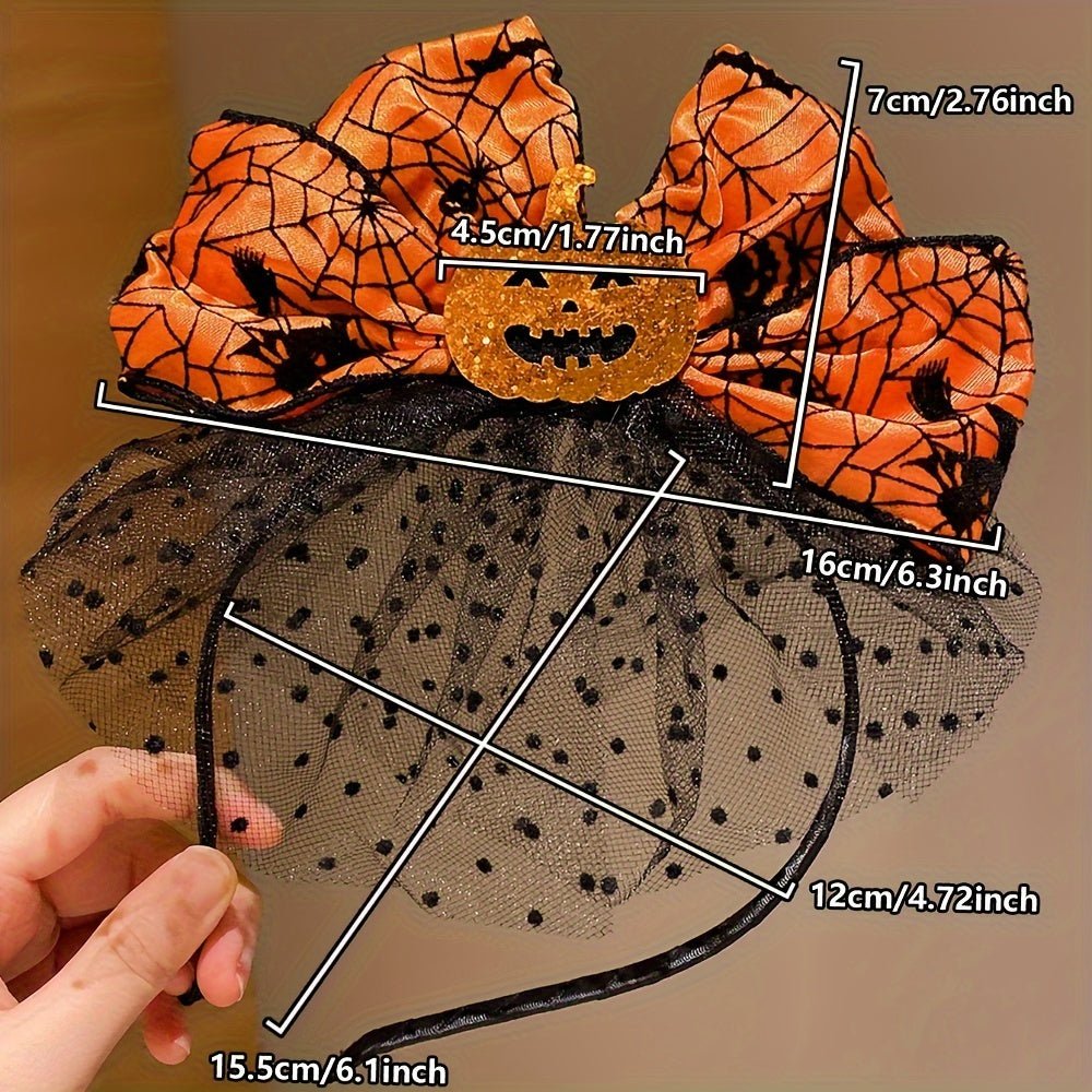 Halloween haarband voor dames met pompoen en strik