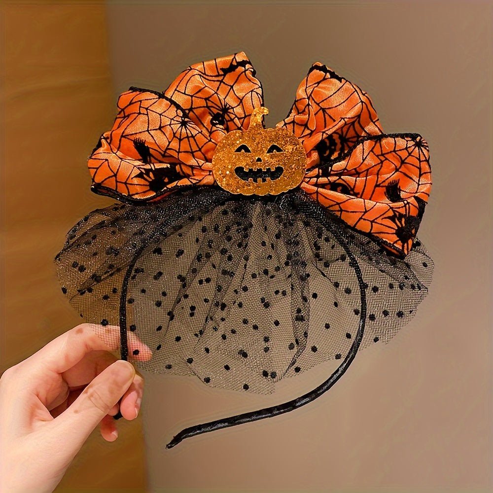 Halloween haarband voor dames met pompoen en strik