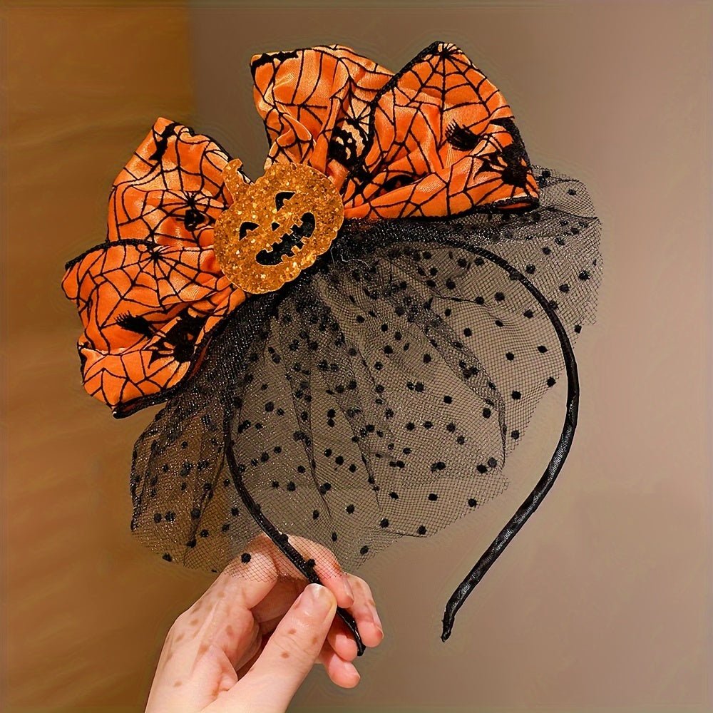 Halloween haarband voor dames met pompoen en strik