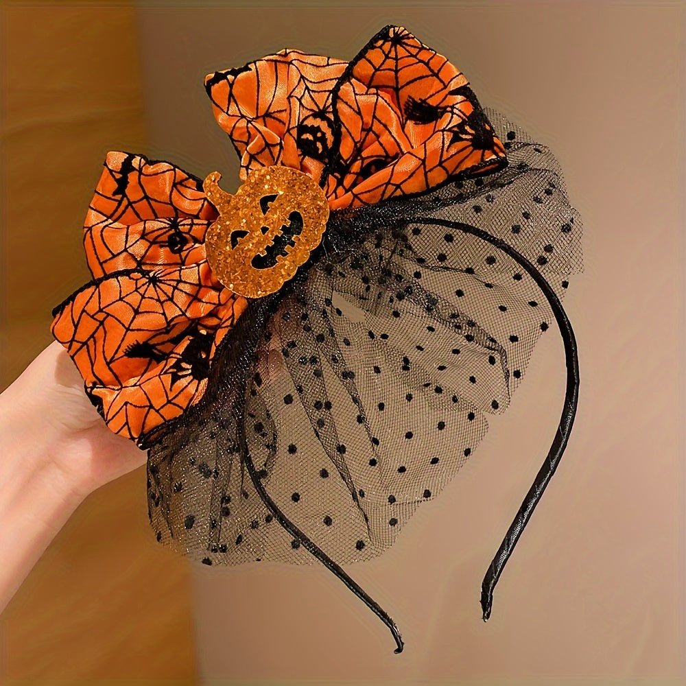 Halloween haarband voor dames met pompoen en strik