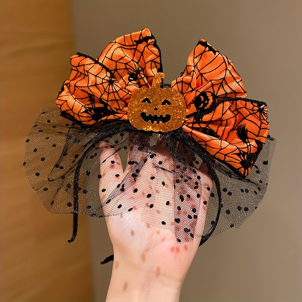 Halloween haarband voor dames met pompoen en strik