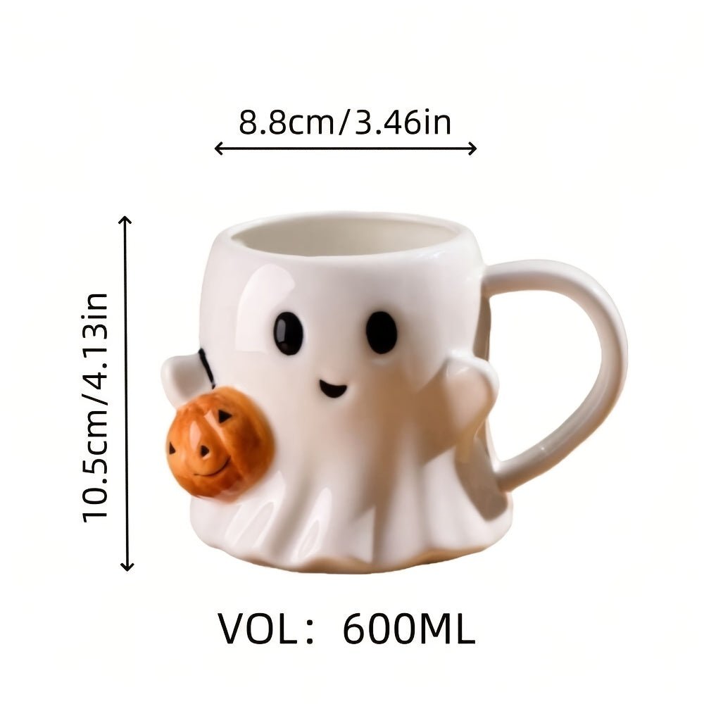 Keramische Halloween mok met spook- en pompoendesign