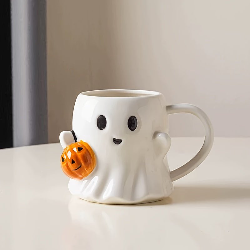 Keramische Halloween mok met spook- en pompoendesign