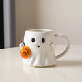 Keramische Halloween mok met spook- en pompoendesign