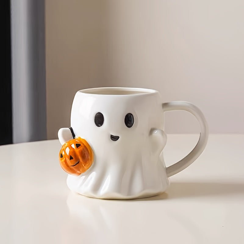 Keramische Halloween mok met spook- en pompoendesign