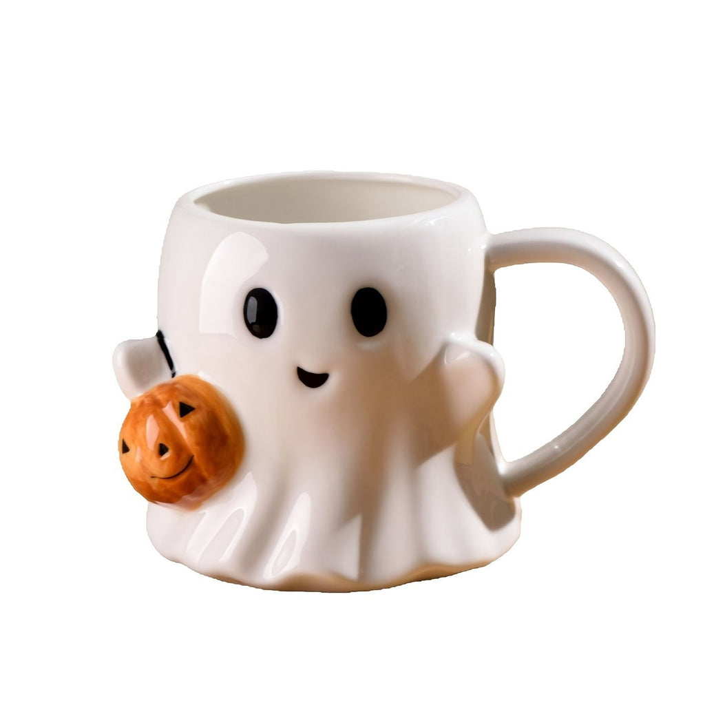 Keramische Halloween mok met spook- en pompoendesign