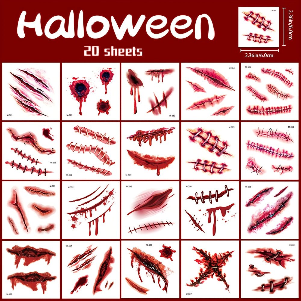 20 vellen tijdelijke Halloween neptatoeages
