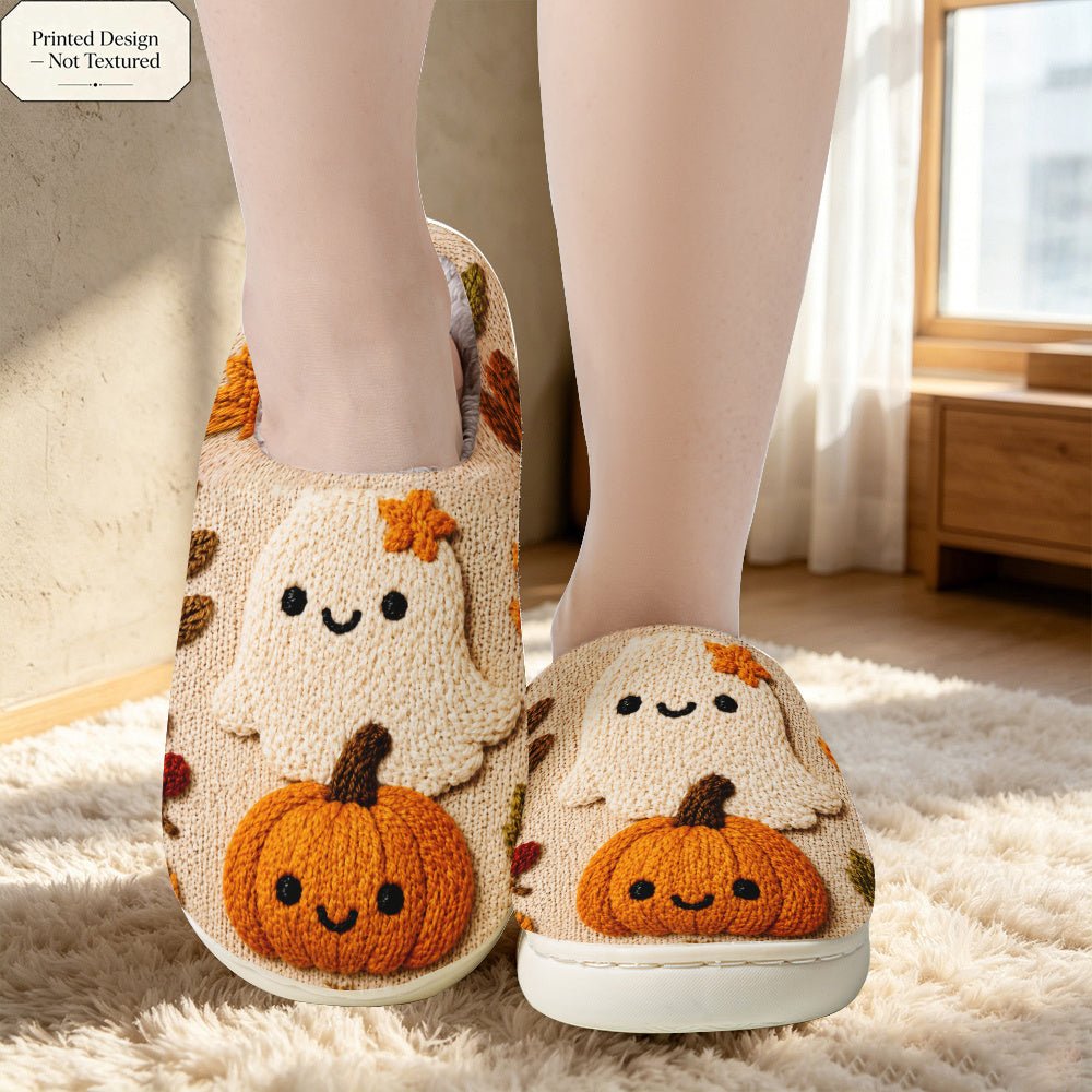 Halloween pantoffels met pompoenprint