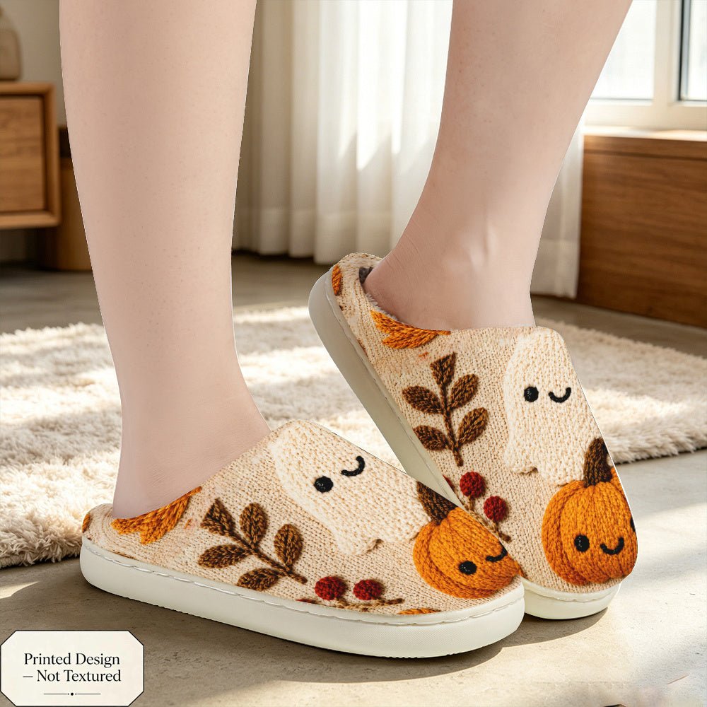 Halloween pantoffels met pompoenprint