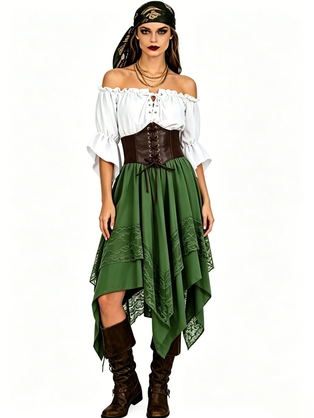 Halloween piratenjurk voor dames met asymmetrisch ontwerp