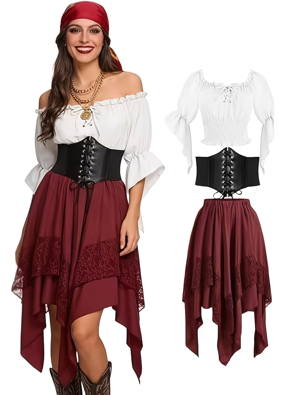 Halloween piratenjurk voor dames met asymmetrisch ontwerp