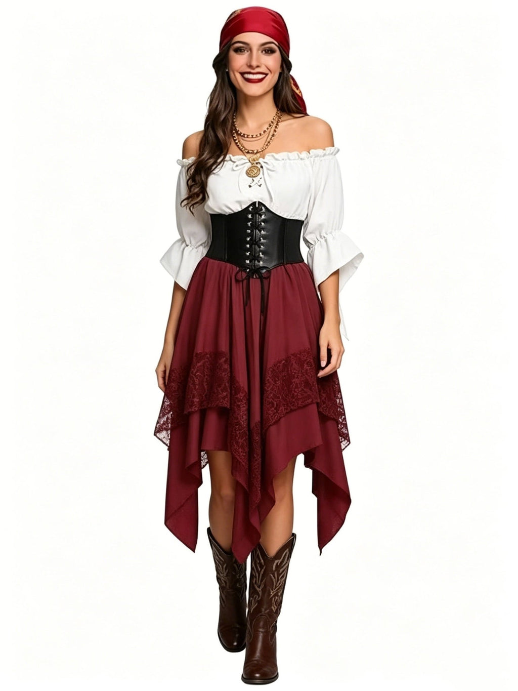 Halloween piratenjurk voor dames met asymmetrisch ontwerp