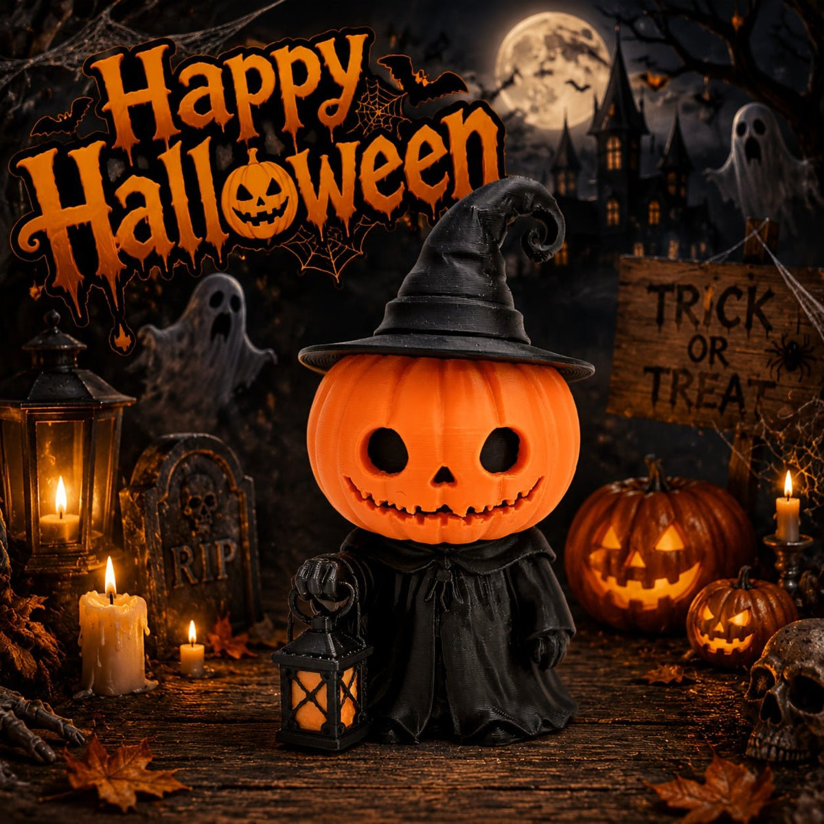 Halloween decoratie met pompoenbeeldje