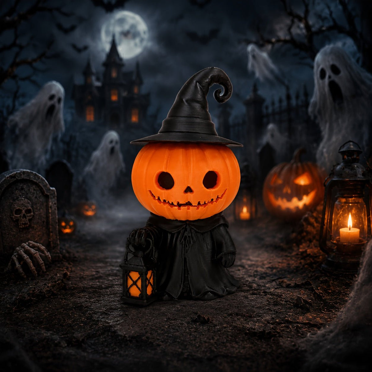 Halloween decoratie met pompoenbeeldje