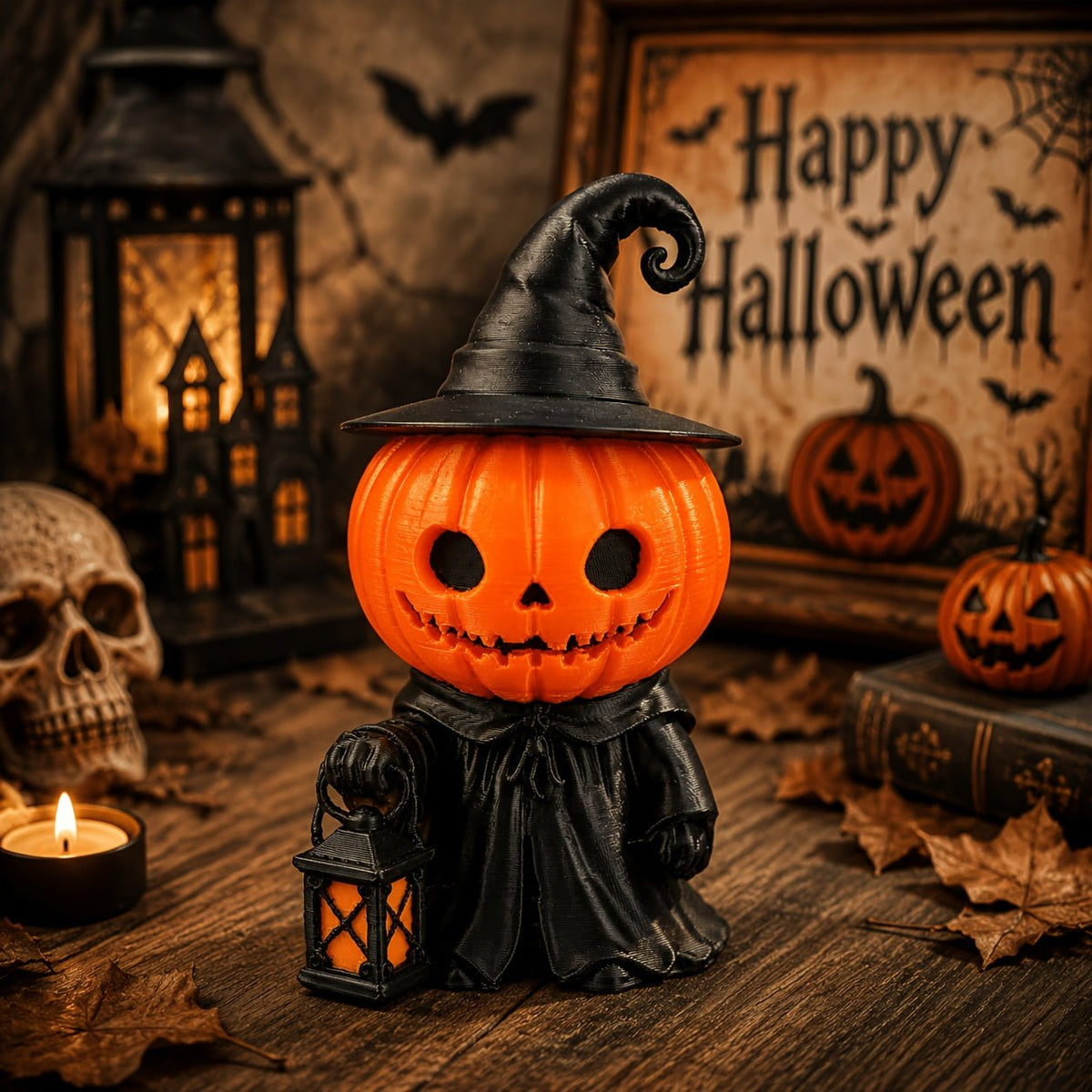 Halloween decoratie met pompoenbeeldje