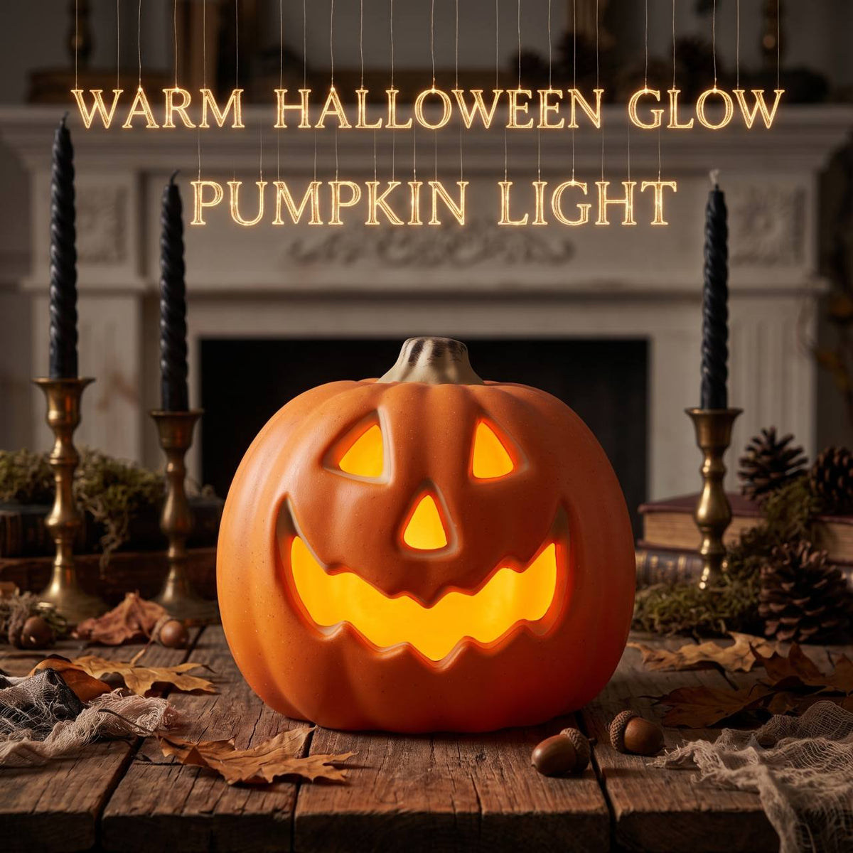 Halloween pompoenlamp LED met warm wit licht