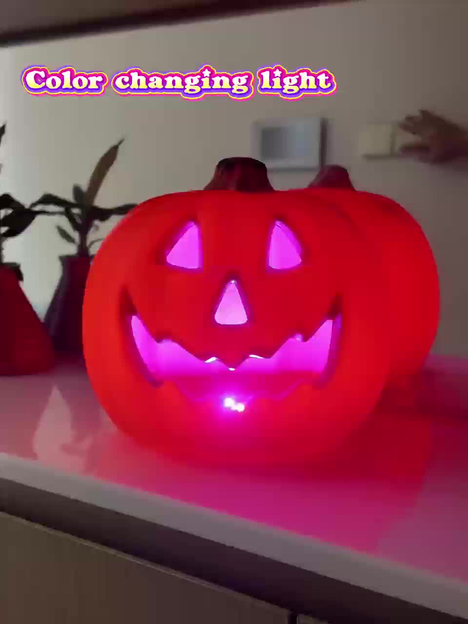 Halloween pompoenlamp LED met warm wit licht