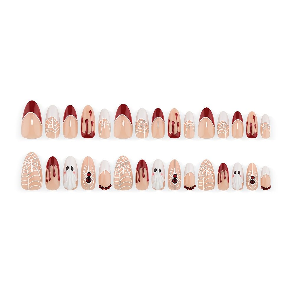 30 stuks rode press-on nagels voor Halloween