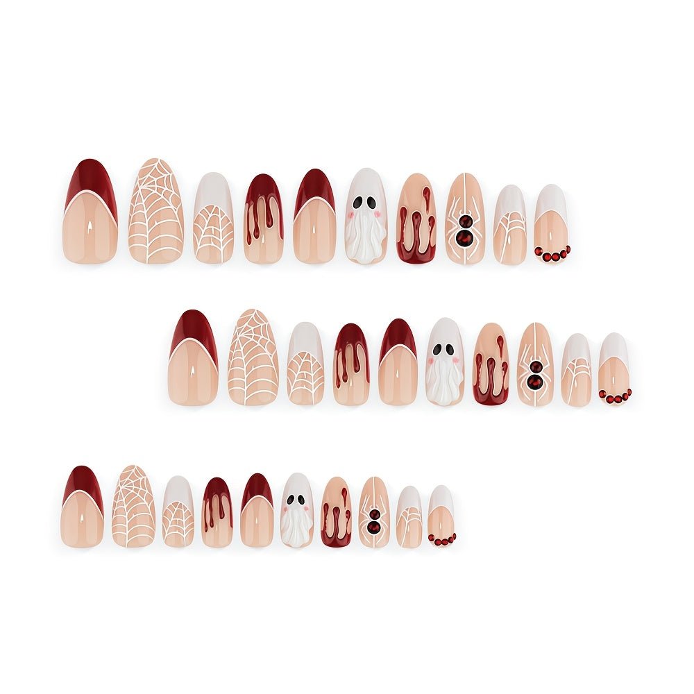 30 stuks rode press-on nagels voor Halloween