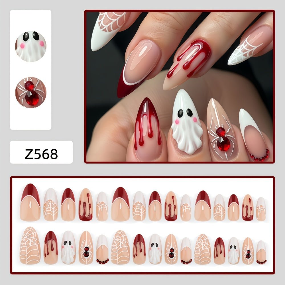 30 stuks rode press-on nagels voor Halloween