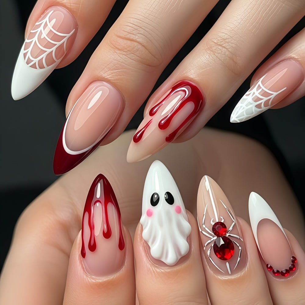 30 stuks rode press-on nagels voor Halloween