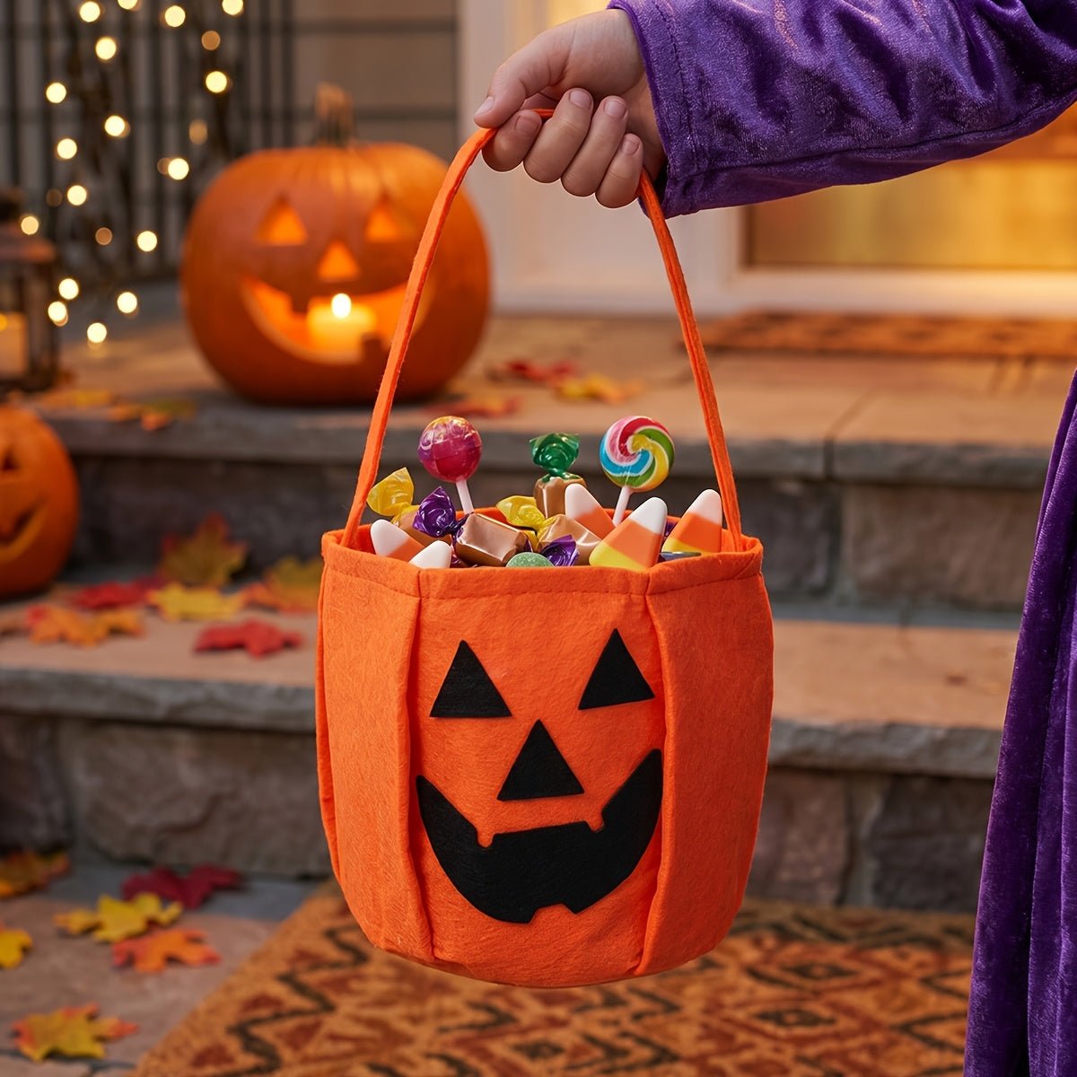 3 stuks Halloween snoepzakjes in pompoenstijl