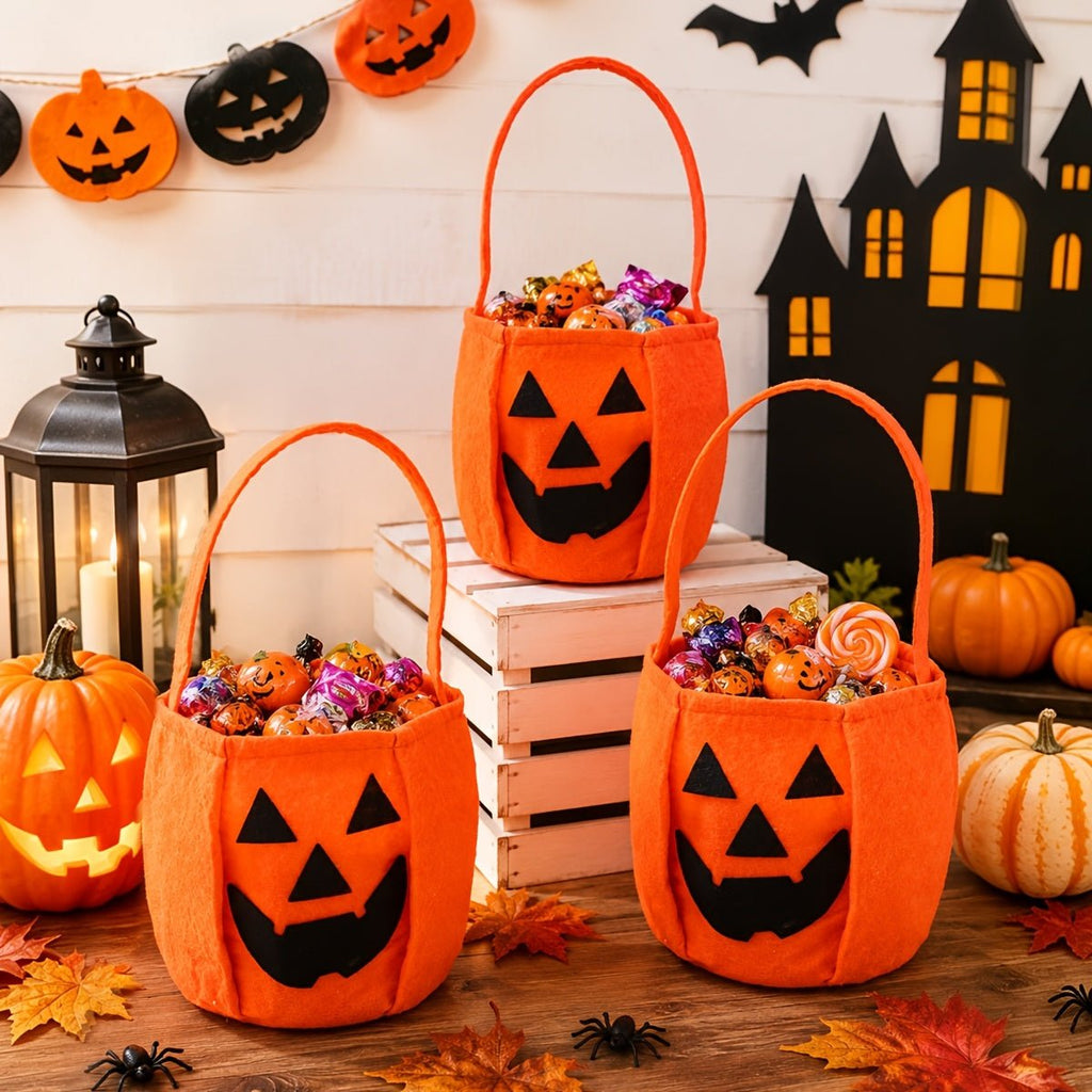 3 stuks Halloween snoepzakjes in pompoenstijl