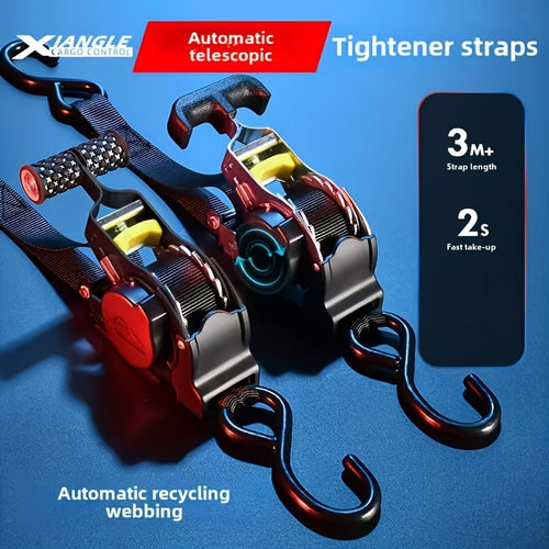 Automatische heavy-duty spanband met oprolmechanisme voor veilige ladingzekering