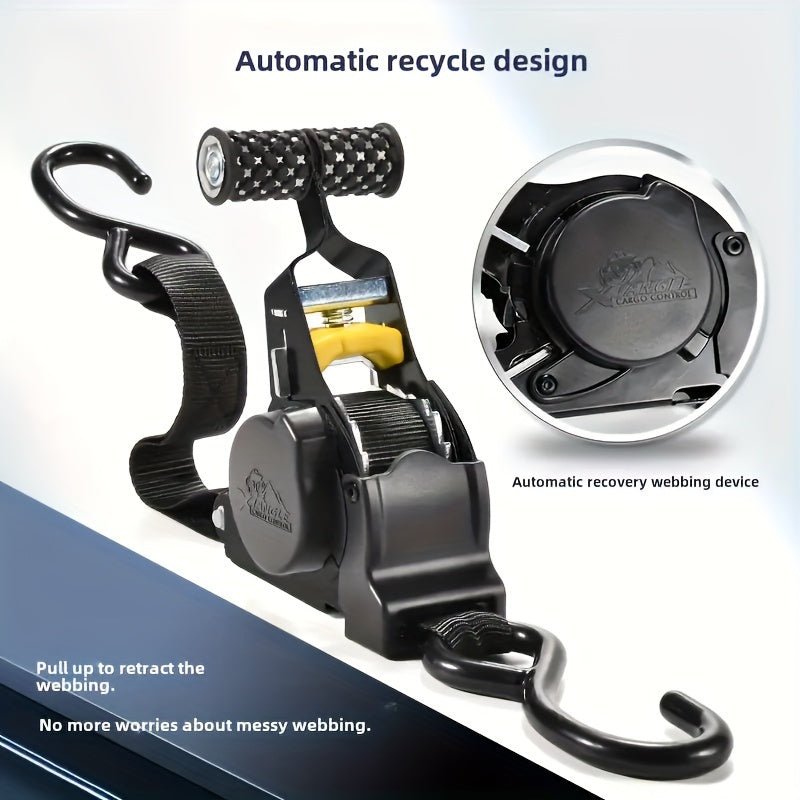 Automatische heavy-duty spanband met oprolmechanisme voor veilige ladingzekering