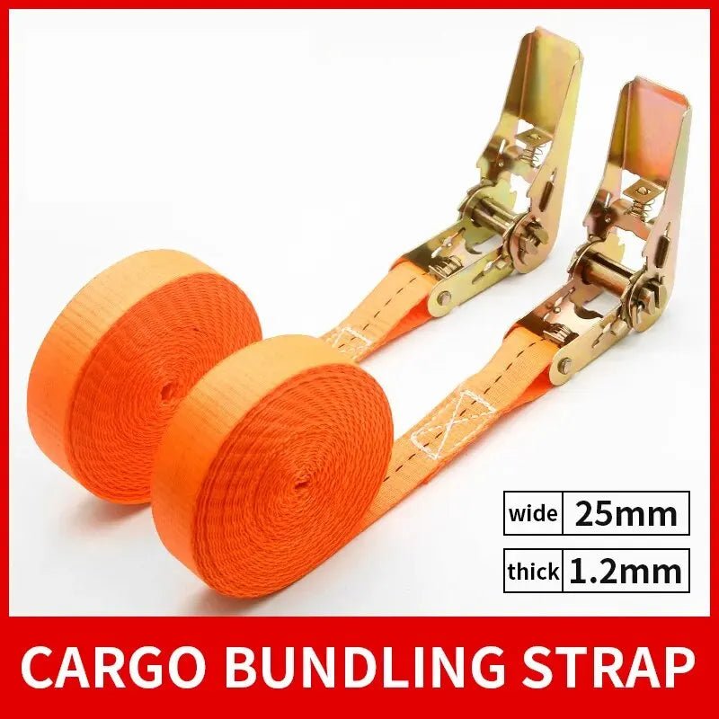 Heavy duty spanband met metalen ratelgesp voor veilig transport van bagage en lading