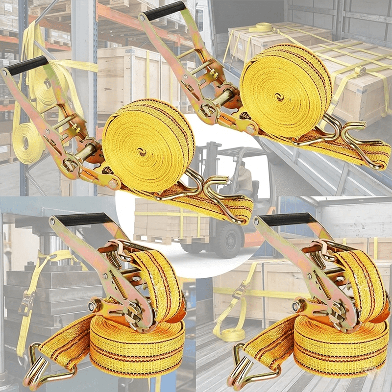 Heavy duty ratelband van 5 cm x 6,1 meter met dubbele J-haken voor veilig ladingtransport