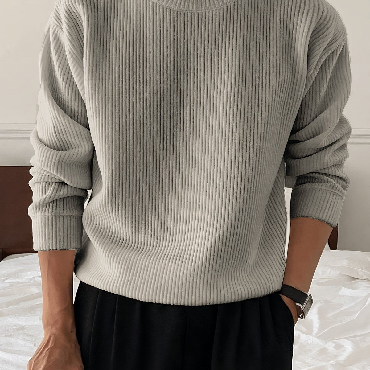 Heren Gebreide Trui met Lange Mouwen – Geribbelde Pullover - Spotlights shopping