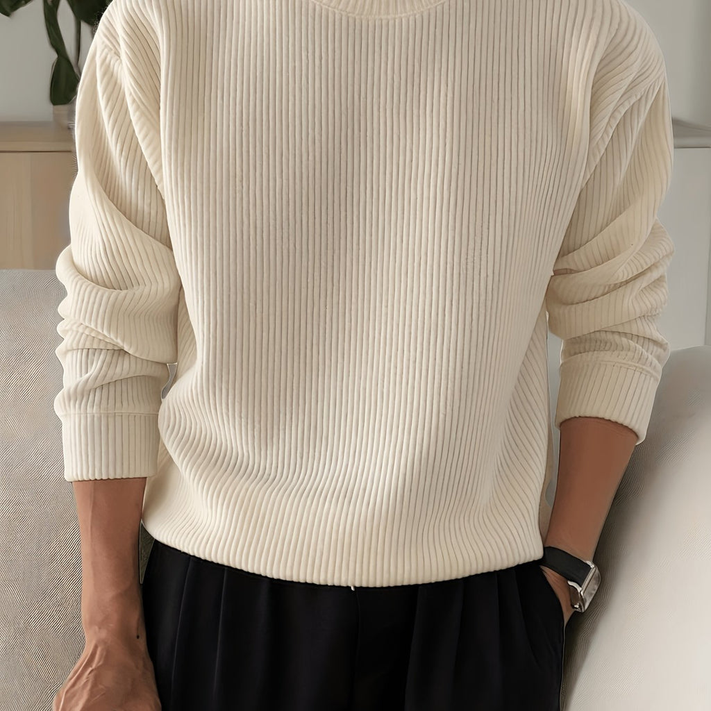Heren Gebreide Trui met Lange Mouwen – Geribbelde Pullover - Spotlights shopping