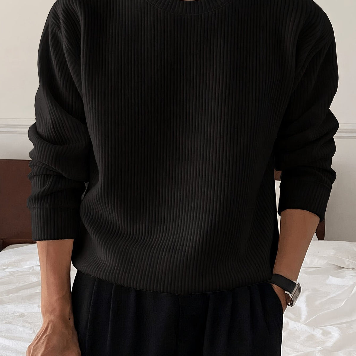 Heren Gebreide Trui met Lange Mouwen – Geribbelde Pullover - Spotlights shopping