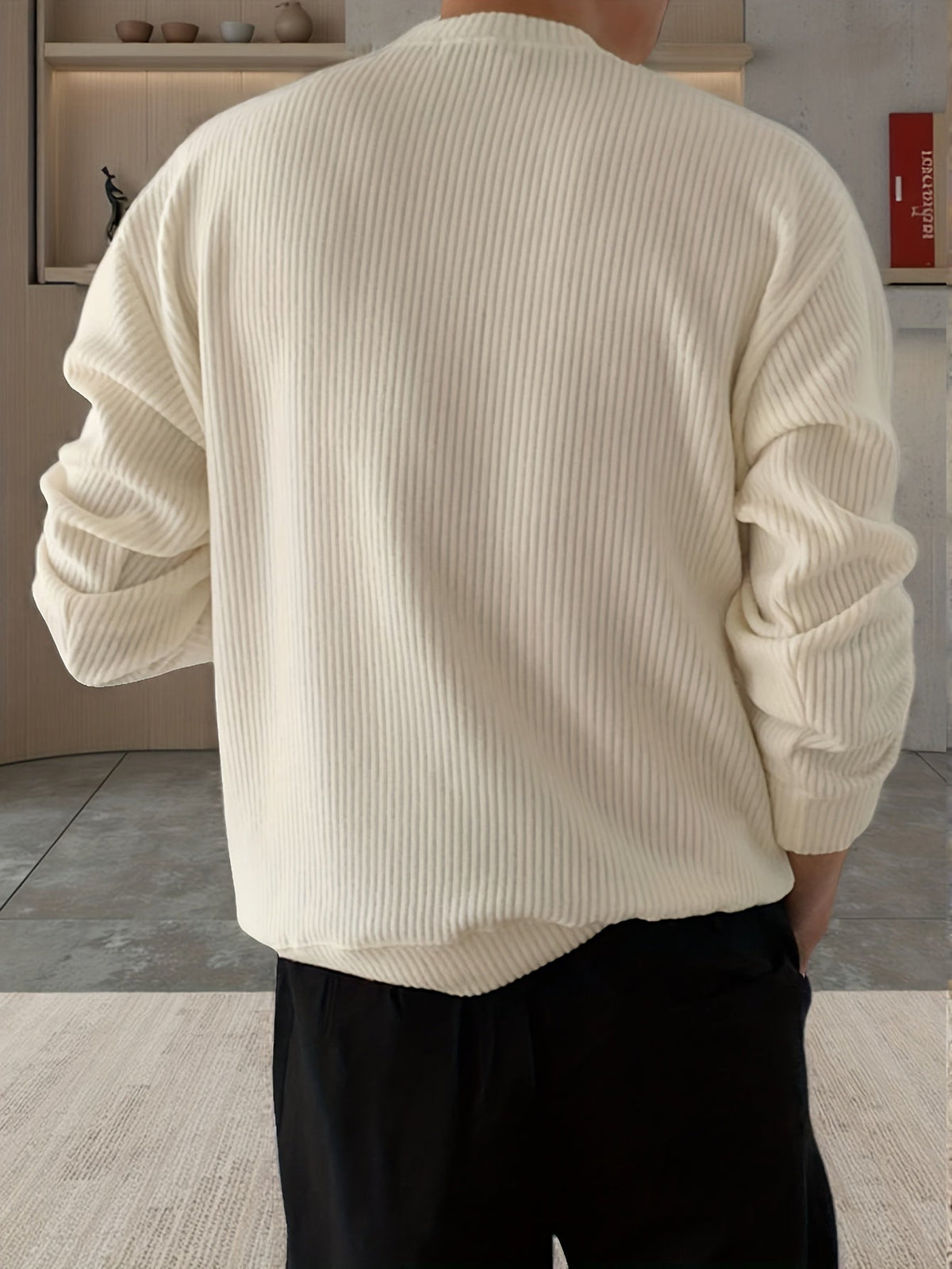 Heren Gebreide Trui met Lange Mouwen – Geribbelde Pullover - Spotlights shopping