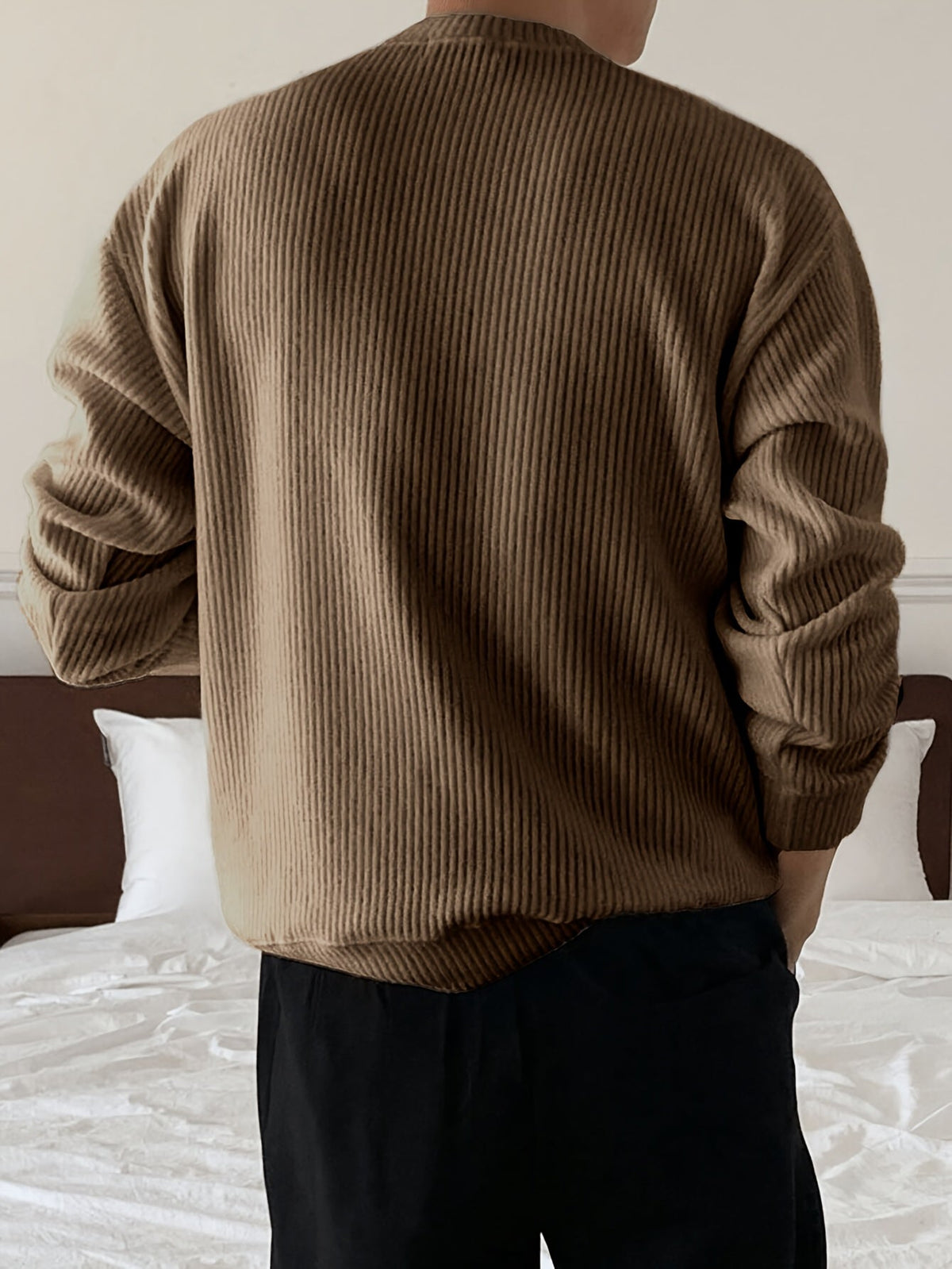 Heren Gebreide Trui met Lange Mouwen – Geribbelde Pullover - Spotlights shopping