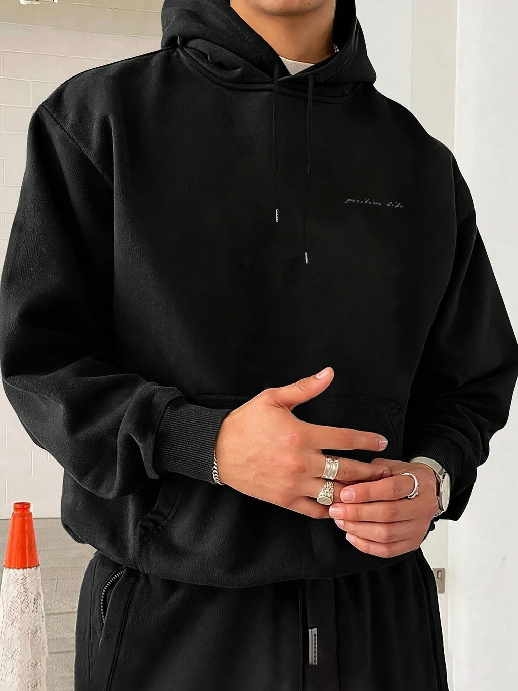 Heren Hoodie met Voering – Bedrukte Hoodie met Capuchon - Spotlights shopping
