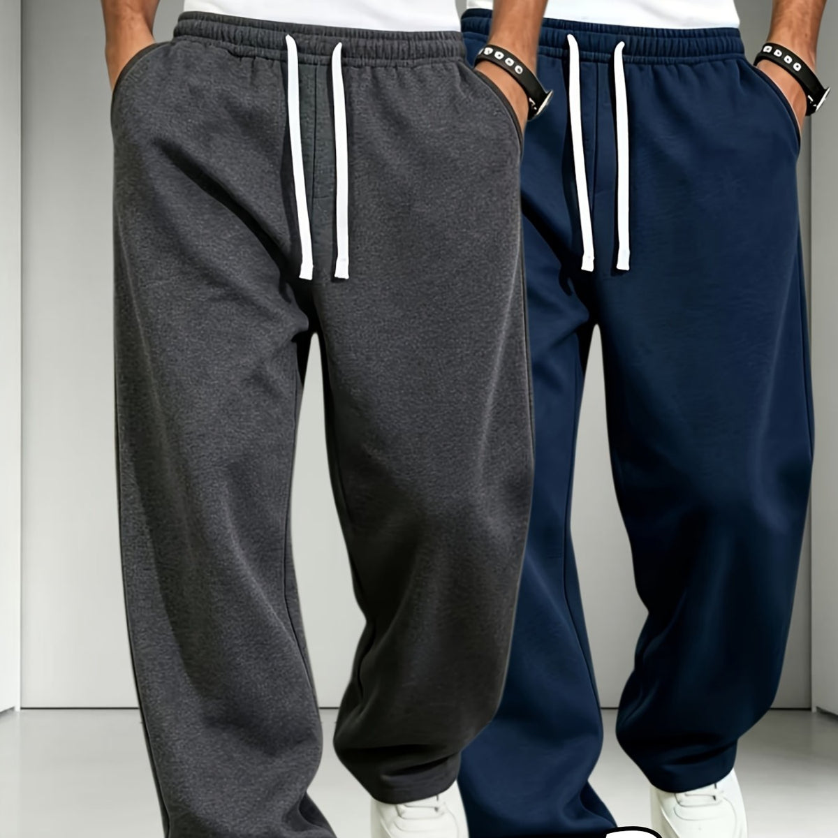 Heren joggingbroek 2-pack met rechte pijpen
