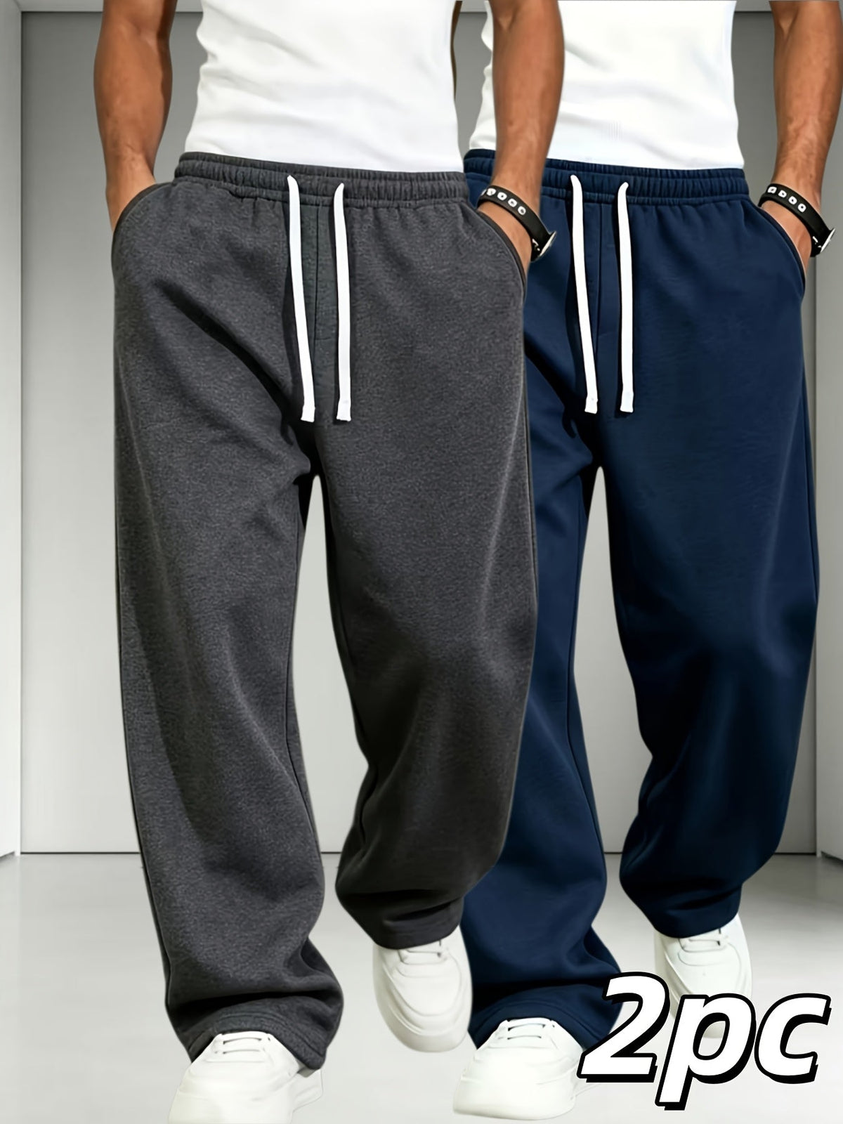 Heren joggingbroek 2-pack met rechte pijpen