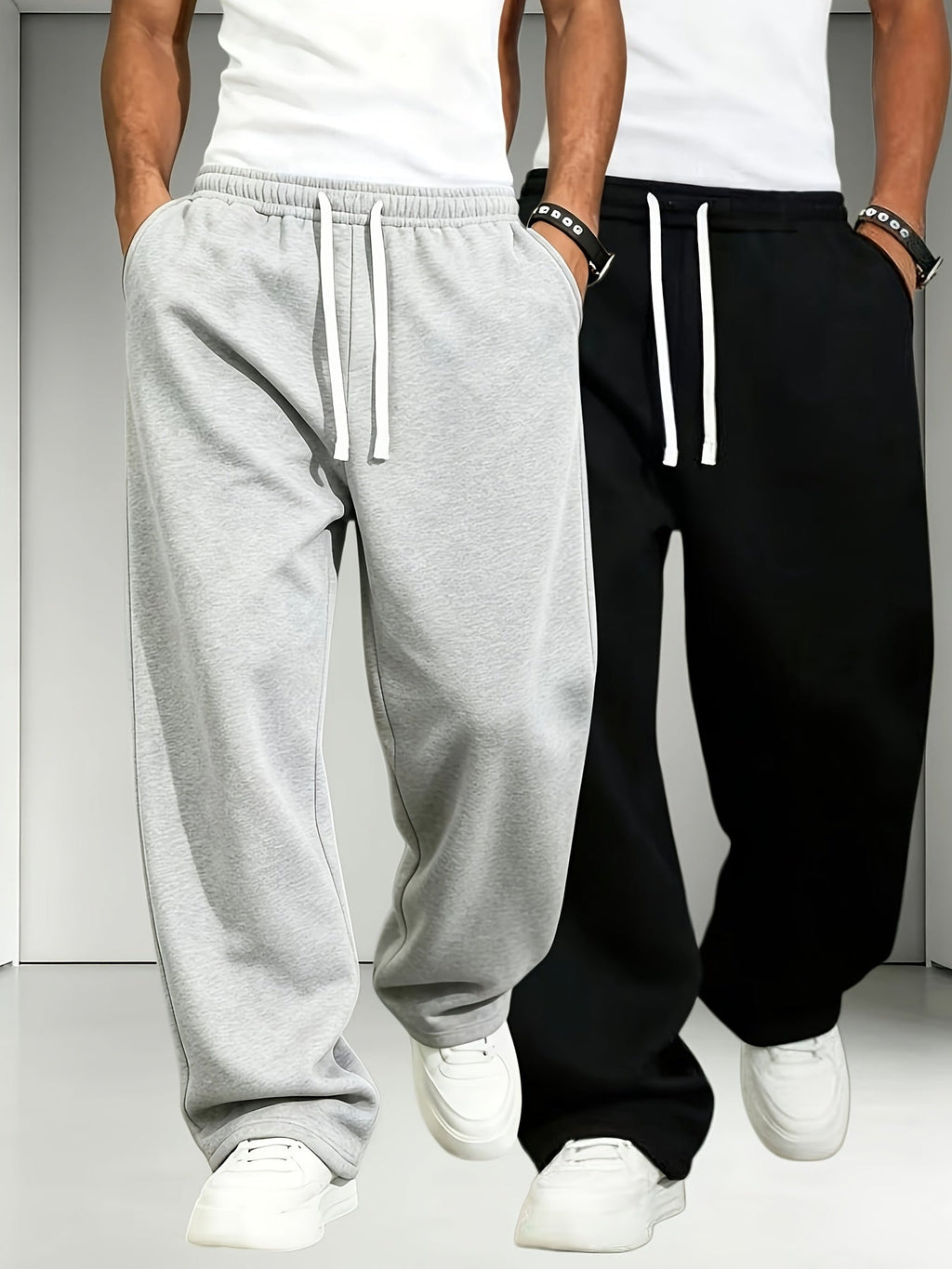 Heren joggingbroek 2-pack met rechte pijpen