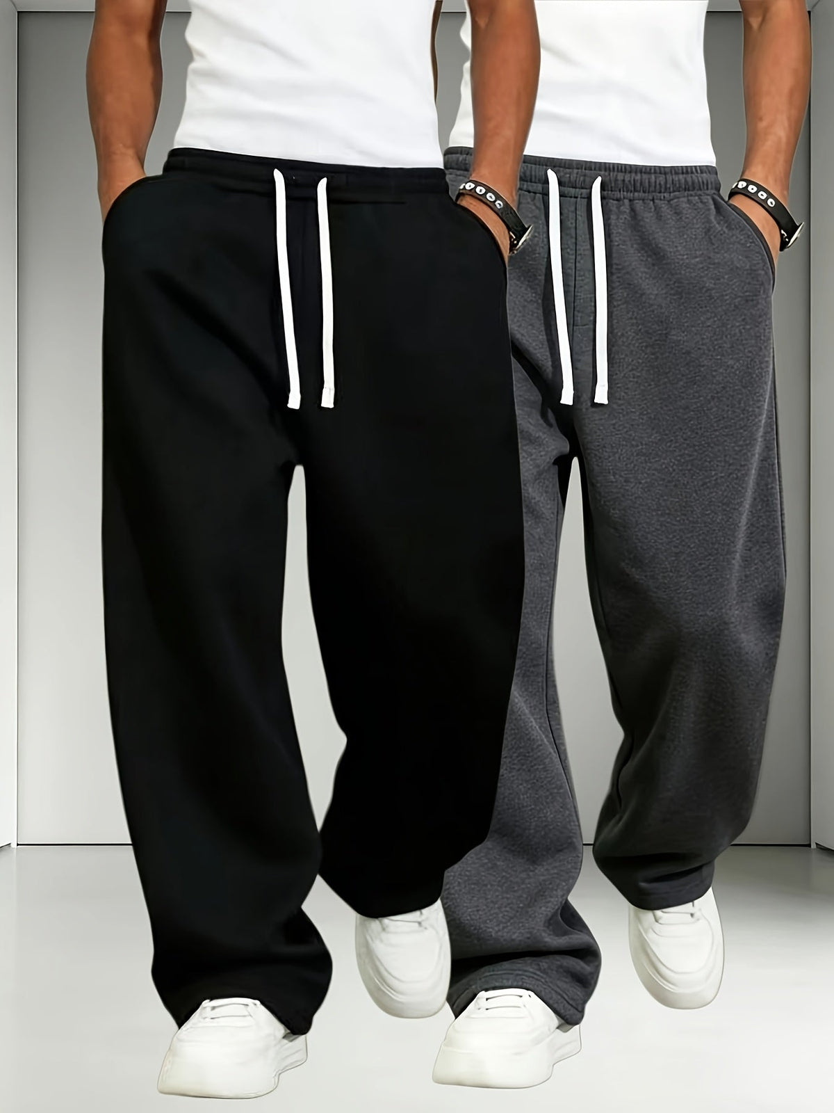 Heren joggingbroek 2-pack met rechte pijpen