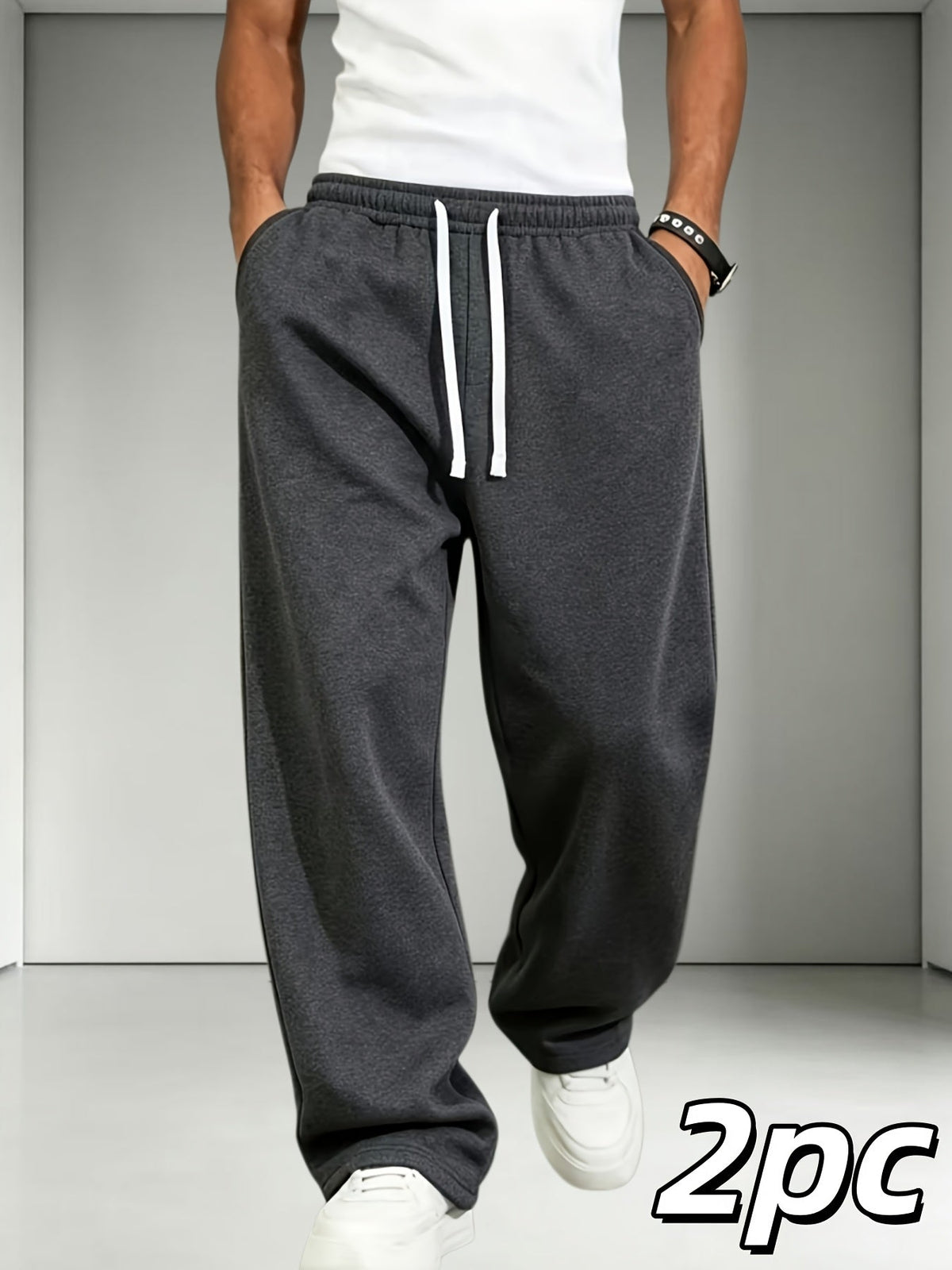 Heren joggingbroek 2-pack met rechte pijpen