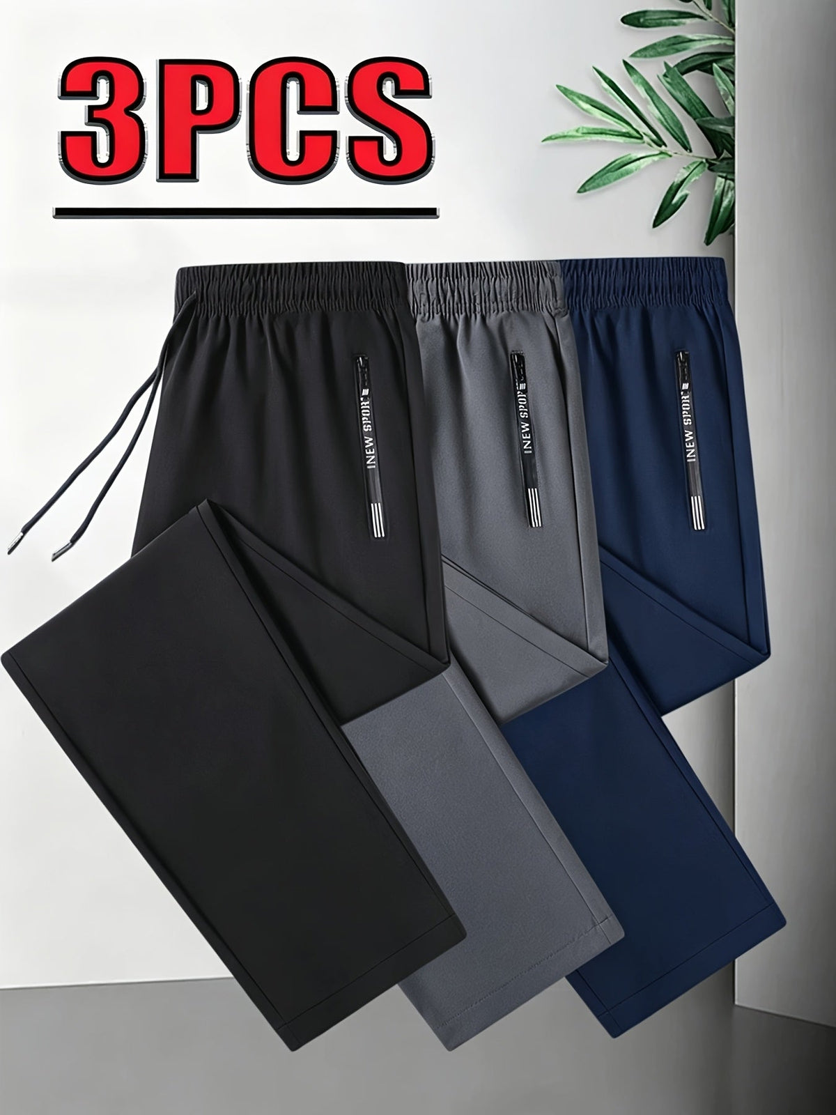 Set van 3 heren joggingbroeken met stretch en casual pasvorm