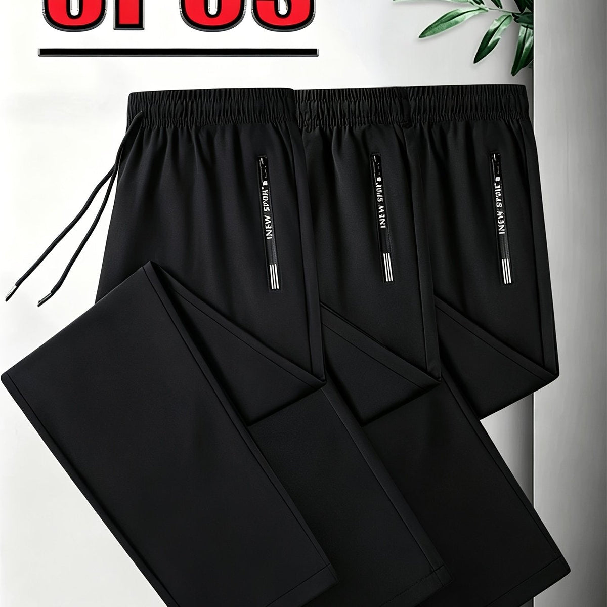 Set van 3 heren joggingbroeken met stretch en casual pasvorm
