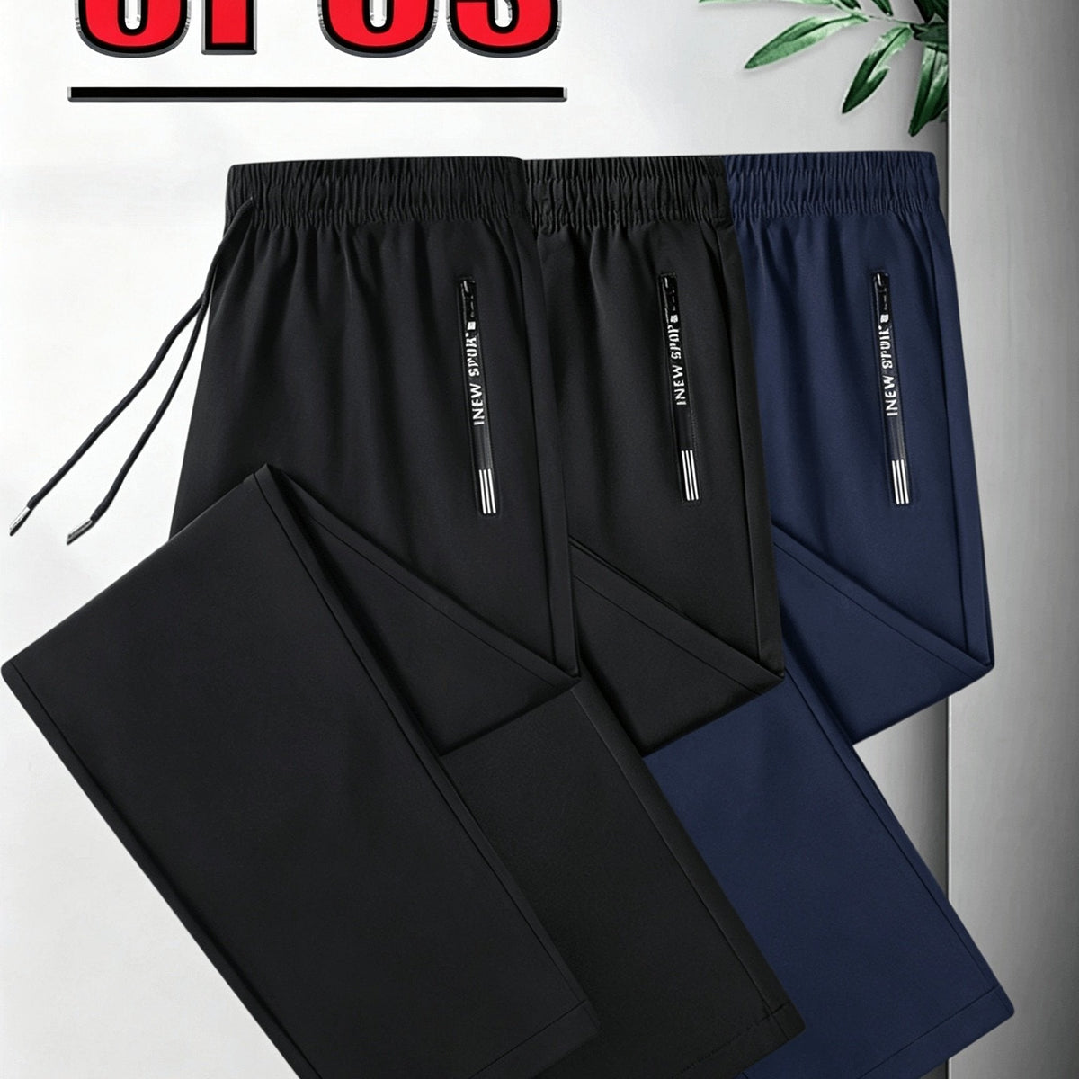 Set van 3 heren joggingbroeken met stretch en casual pasvorm