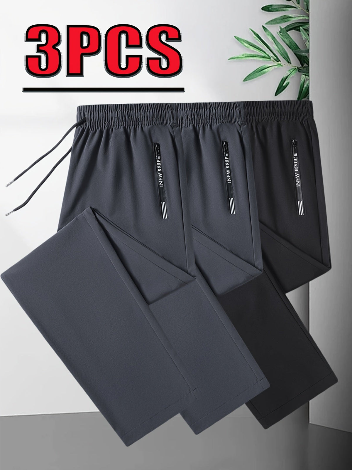 Set van 3 heren joggingbroeken met stretch en casual pasvorm