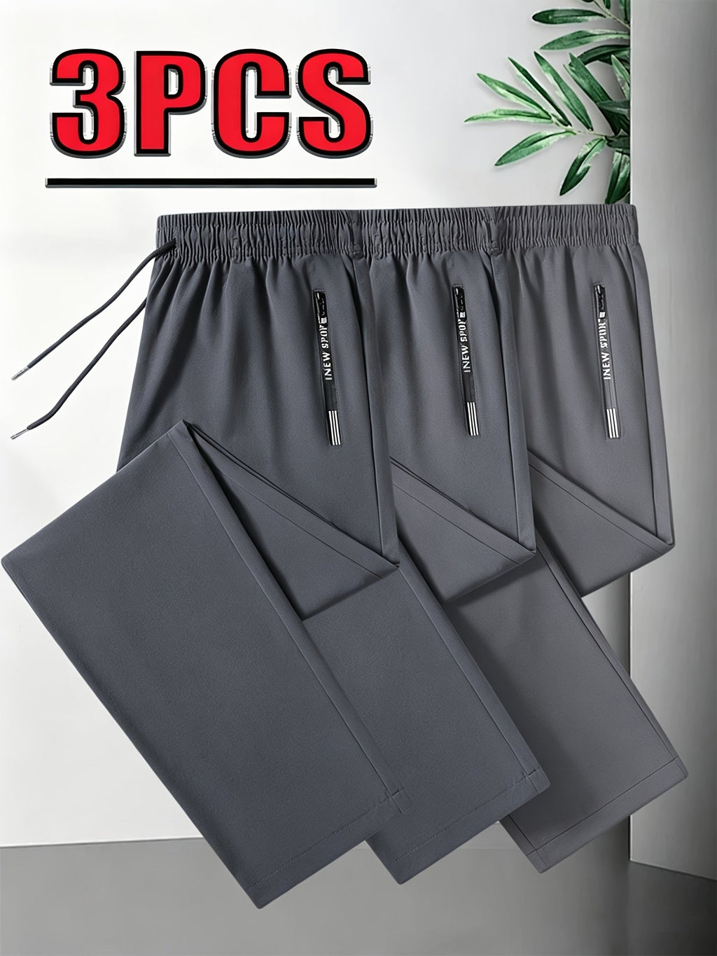 Set van 3 heren joggingbroeken met stretch en casual pasvorm