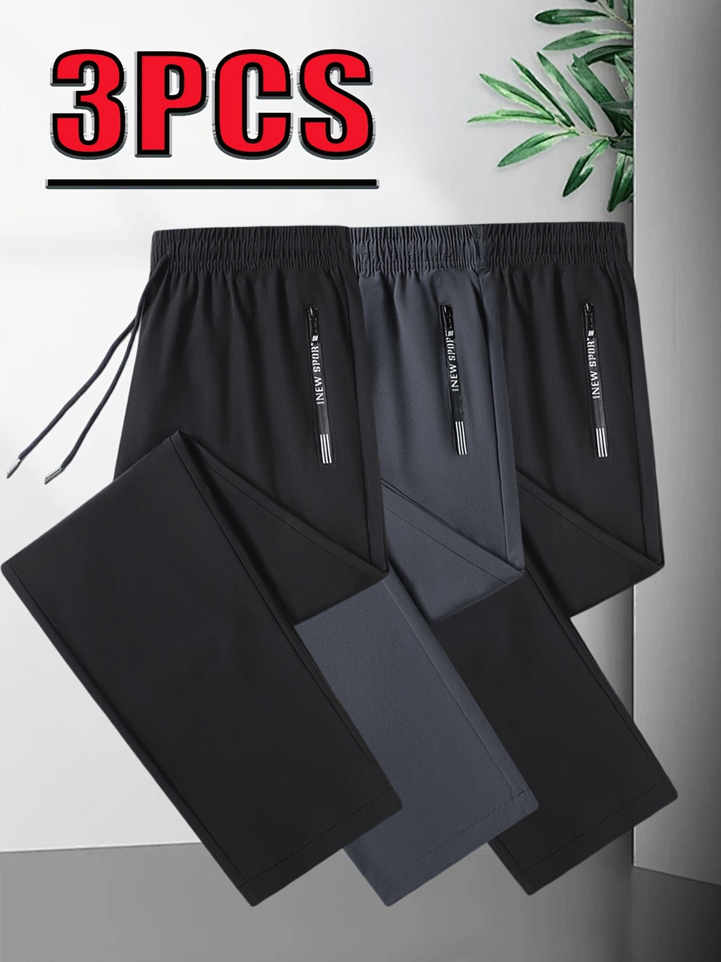 Set van 3 heren joggingbroeken met stretch en casual pasvorm