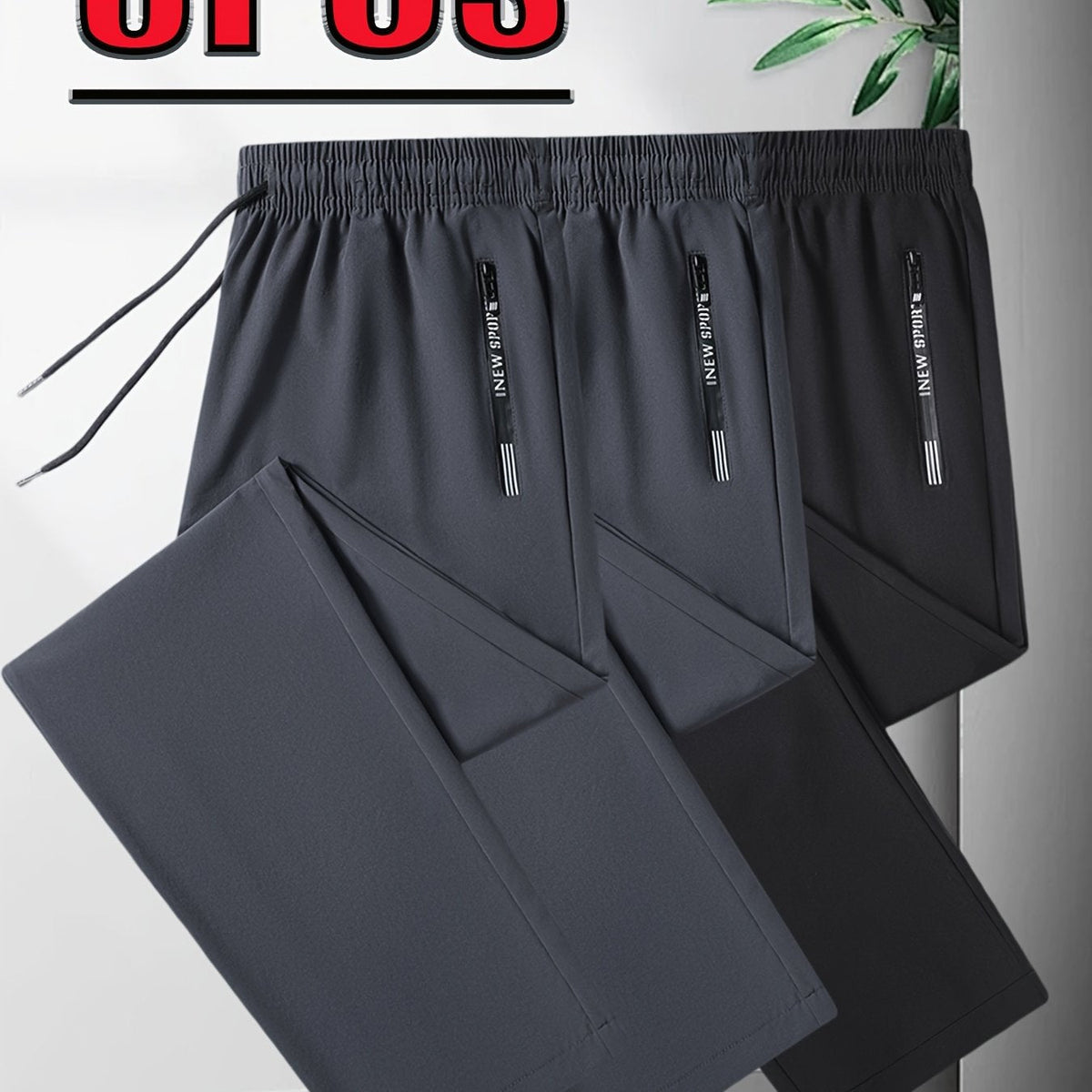 Set van 3 heren joggingbroeken met stretch en casual pasvorm